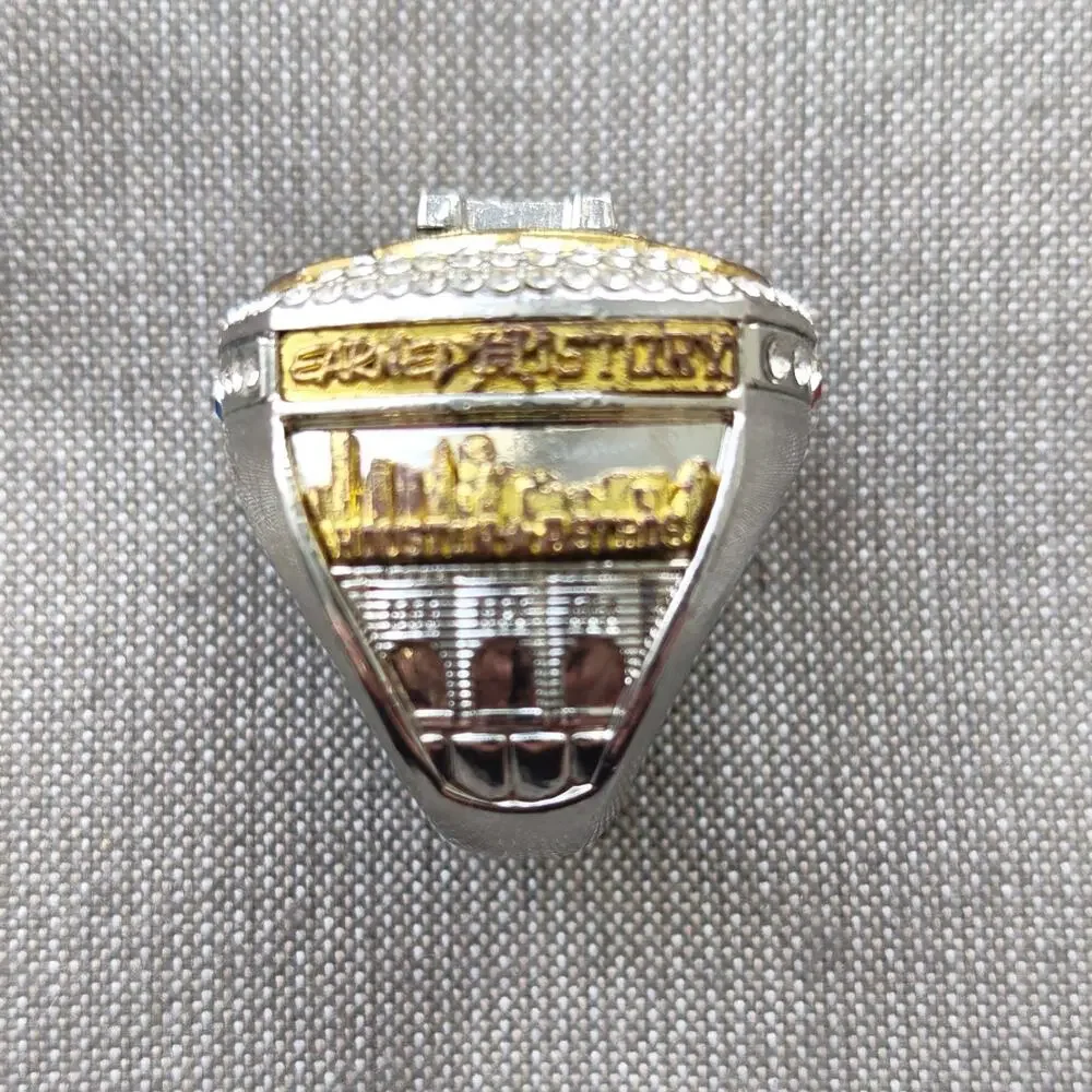 Houston Astros World Champions Men’s Engraved Ring Size 11 Silver/Gold CZ
